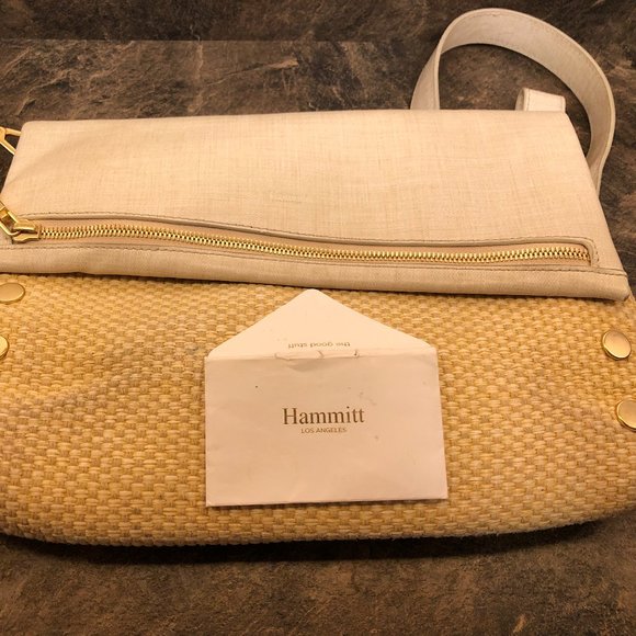 Hammitt VIP Med Ricotta Raffia Crossbody Clutch Convertible Purse - Picture 7 of 7